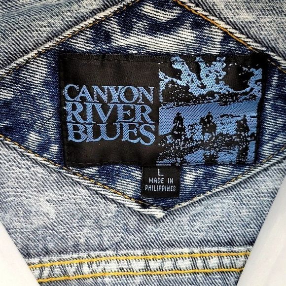 Vintage 90s Canyon River Blues Size L Acid Wash Denim Jean Jacket - Picture 8 of 11